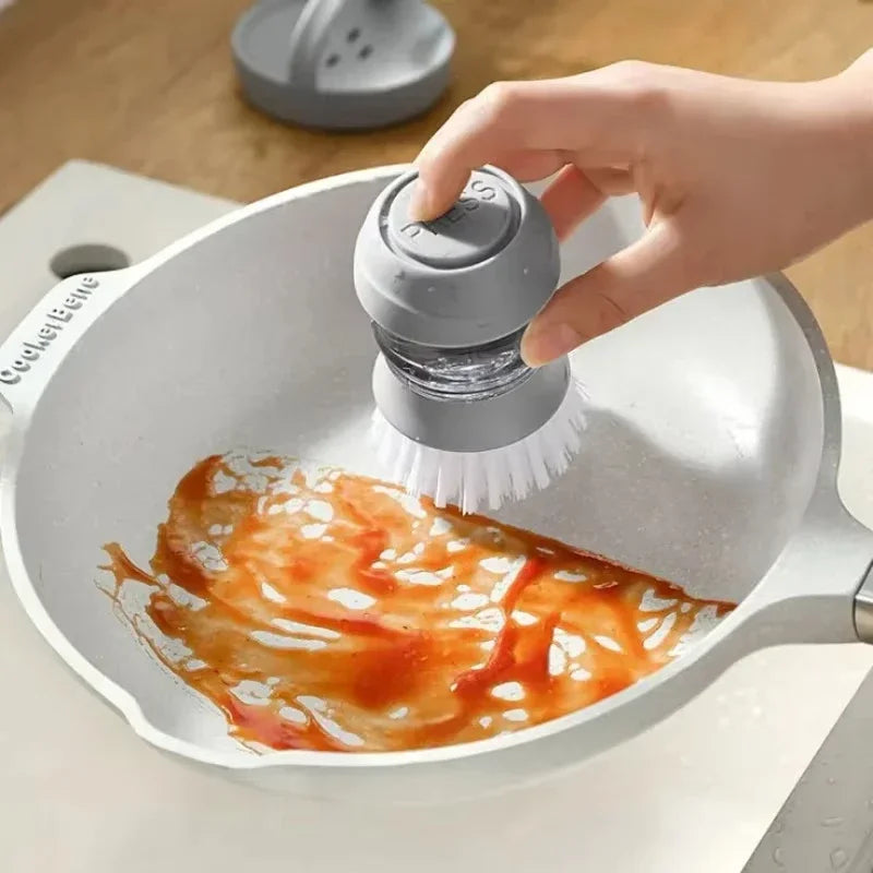 Dish Brush with Soap Dispenser Palm Brush Dish Washing Kitchen Scrub Brushes with Holder Drip Tray