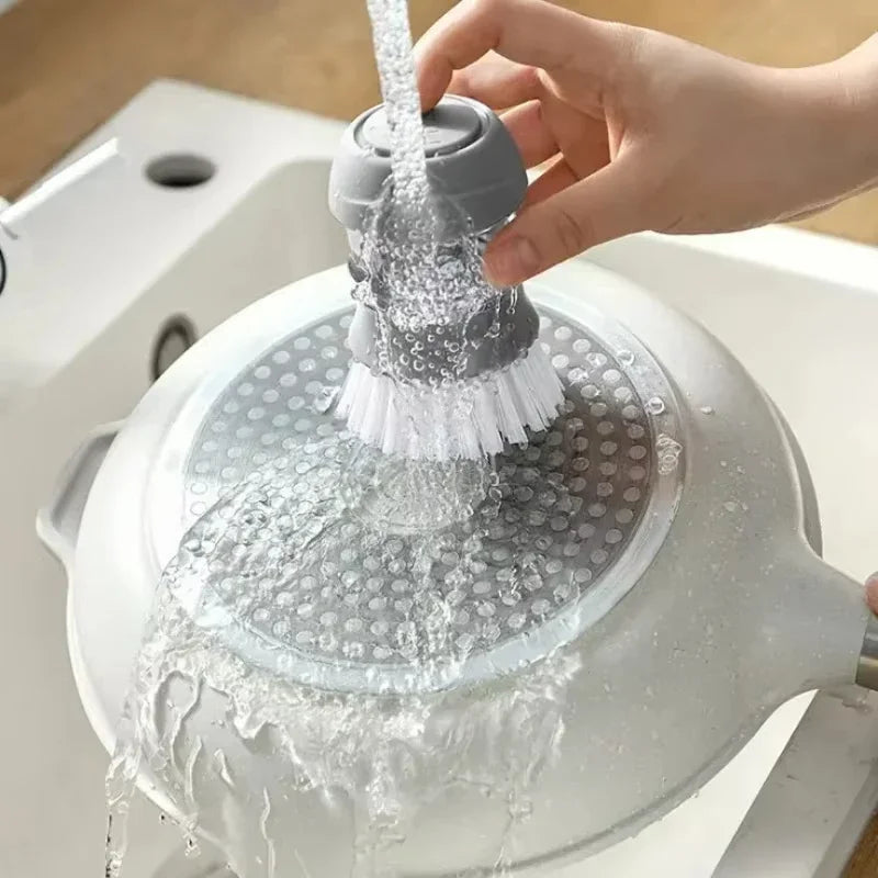 Dish Brush with Soap Dispenser Palm Brush Dish Washing Kitchen Scrub Brushes with Holder Drip Tray