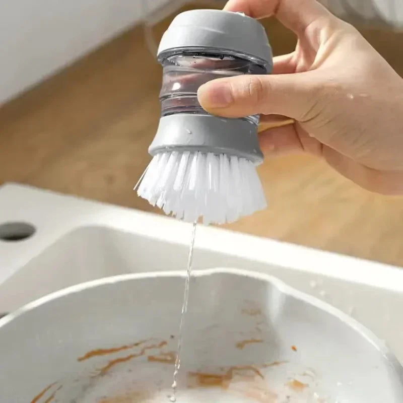 Dish Brush with Soap Dispenser Palm Brush Dish Washing Kitchen Scrub Brushes with Holder Drip Tray