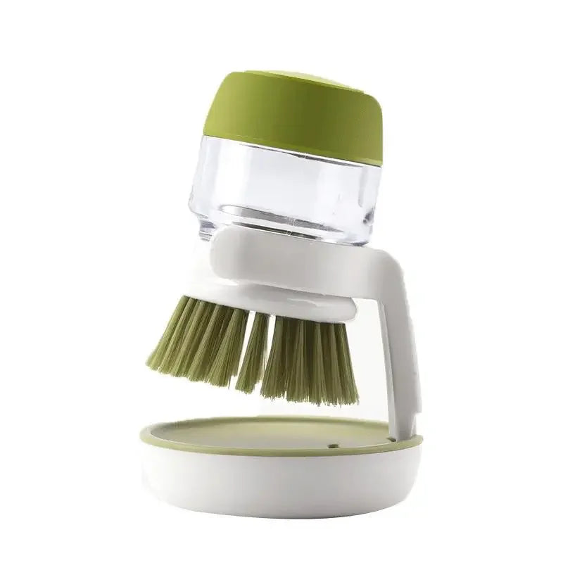 Dish Brush with Soap Dispenser Palm Brush Dish Washing Kitchen Scrub Brushes with Holder Drip Tray