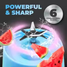 Electric Mini Portable Fruit Juice Blender, portable, USB rechargeable, 6 spherical blades, 380 ml