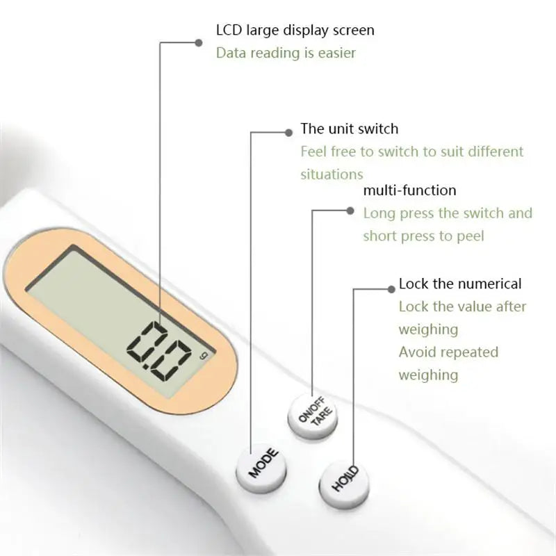 Electronic Kitchen Scale Spoon Weight Measuring Spoon LED Digital Scale Coffee Tea Sugar Spoon Scale Kitchen Tool 500G/0.1G